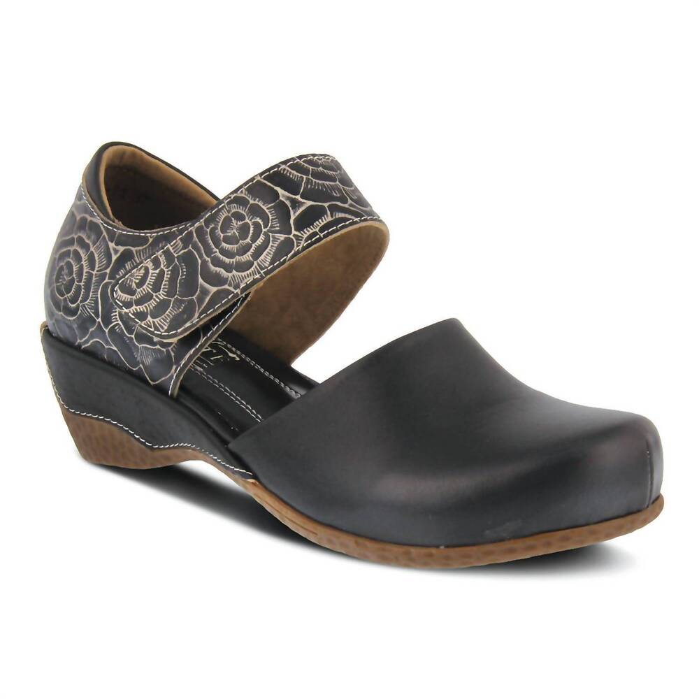NEW SPRING STEP SHOES women's gloss-pansy heeled mary jane shoe in black
